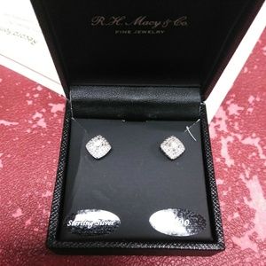 Sterling Silver Diamond Stud Earrings
